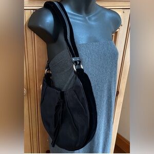 Designer YSL Yves Saint Laurent Rive Gauche Paris Bow Black Velvet Shoulder Bag